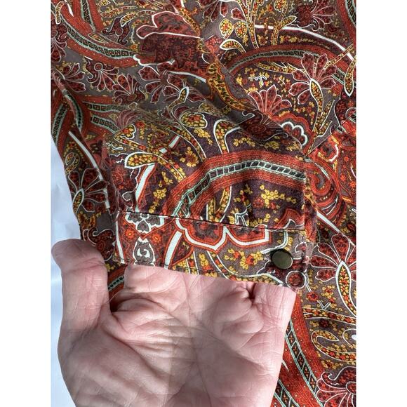 Love 21 Paisley Dress Women’s Size S Orange Brown Red Long Sleeve Boho Chic Fall - Picture 16 of 16